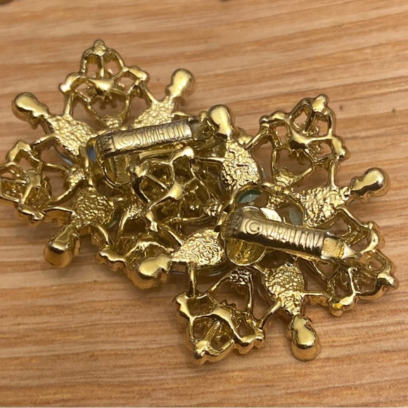 Sarah Coventry Vintage Gold tone Multicolored Faux Opal Galaxy Clip On Earrings. - Picture 2 of 3